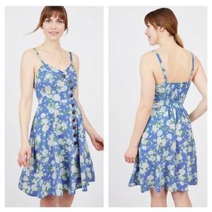 ModCloth Grid and Floral Button Dress